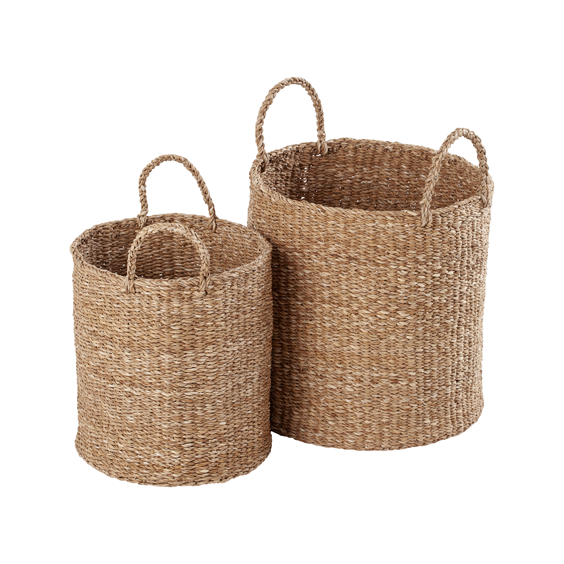  Large cylinder-shaped basket with a handle made of seagrass Esther S/2